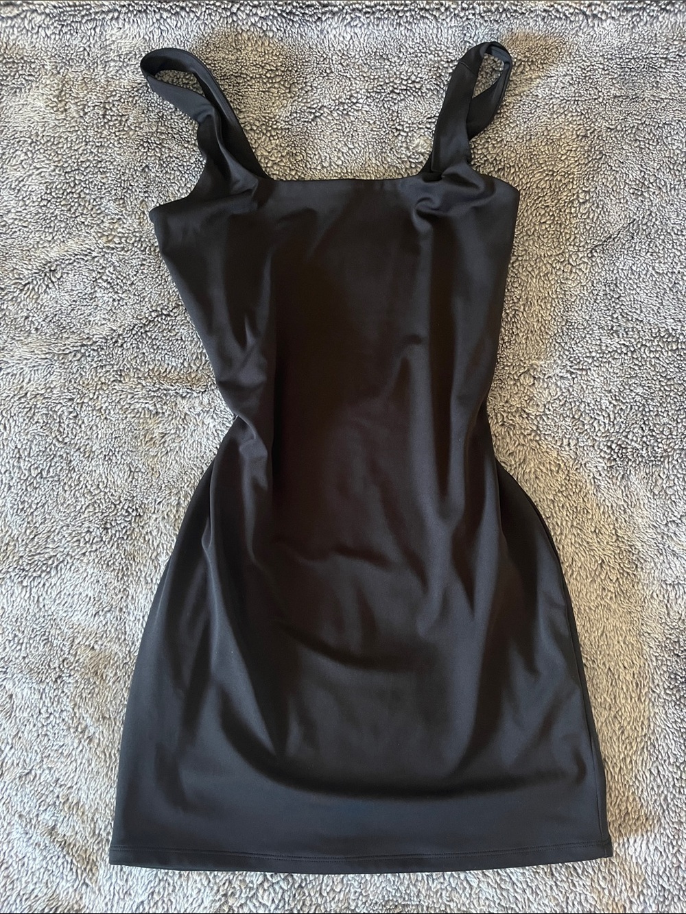 Classic Black Square-Neck Bodycon Dress for active use or casual